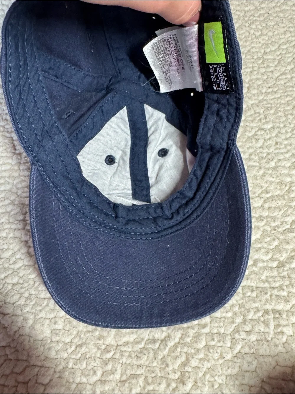 Nike Kids Navy and White Swoosh Baseball Hat